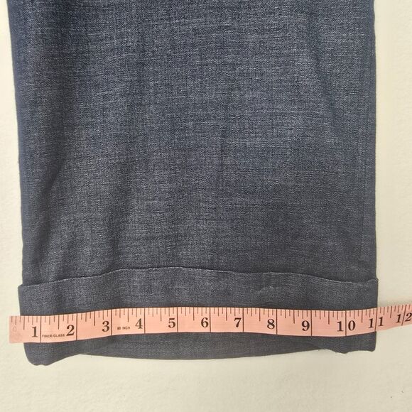 Lane Bryant Womens 26 Dark Blue Chambray Wide Leg Cuffed Stretch Trouser Pants - Picture 13 of 13